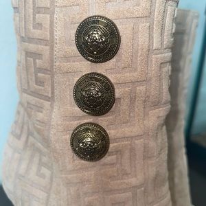 Authentic Balmain Tan Embossed Boots